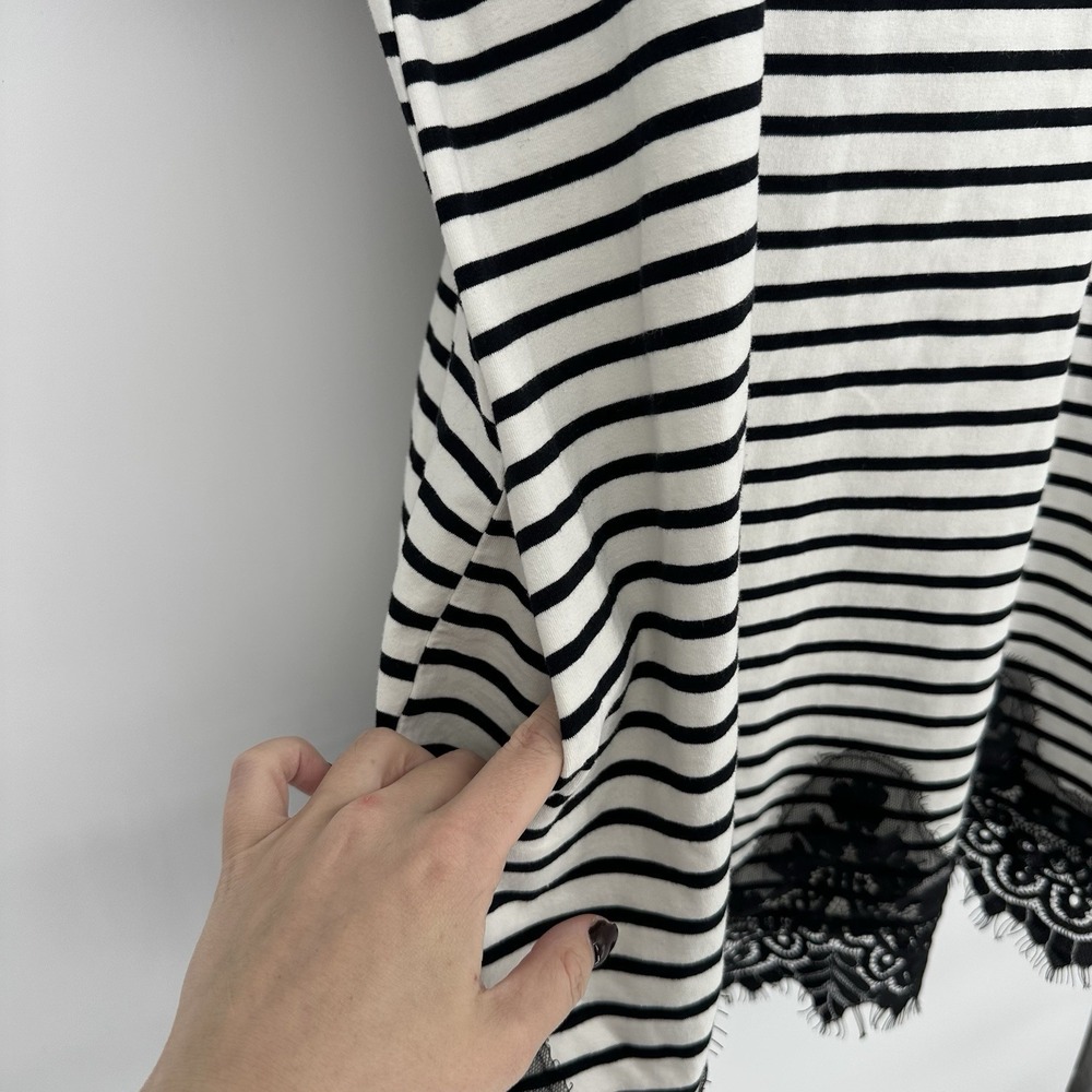 Umgee Tunic Top/Dress Sz S Boho Striped‎ Black Lace Detail Pockets Whimsigoth - Picture 4 of 8